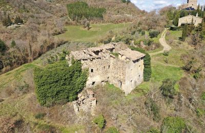 Medieval Castle for sale 06026 Pietralunga, Umbria, Drone view