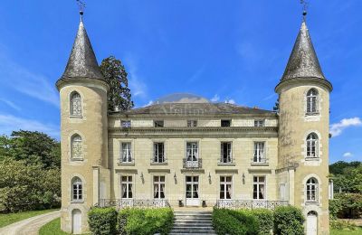 Historic estates, Classical château in the Loire region with park, lake, and two outbuildings