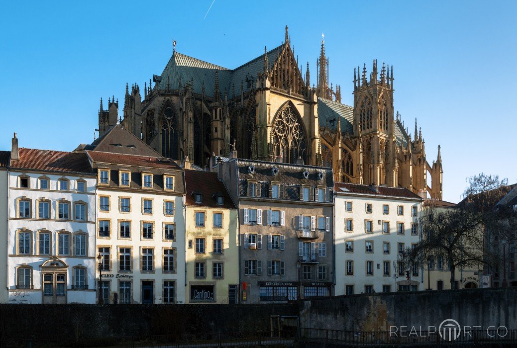 Metz Cityscape: Historic Houses with Cathedral, Metz