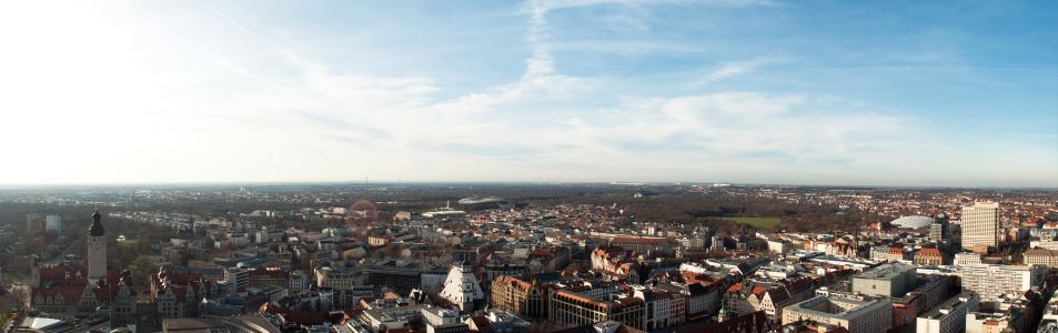 Leipzig, City-Hochhaus - City-Tower Leipzig: Panorama View in Westward Direction