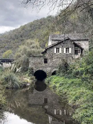 16th-century water mill with 40-foot waterfall – Albi/Rodez region, France, Tanus, Occitania