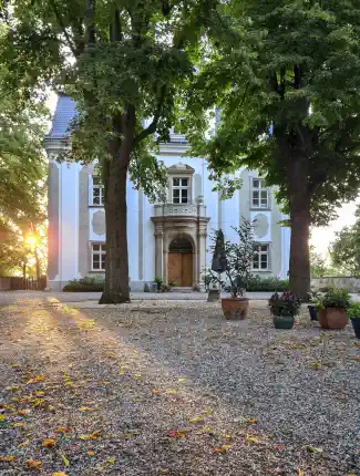Restored baroque manor house in the cultural region of the Kłodzko Valley, Piszkowice, Lower Silesia
